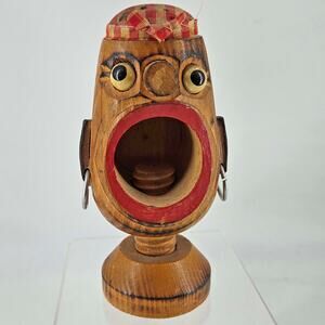 Vintage Mid Century wood folk art Japan pirate nutcracker